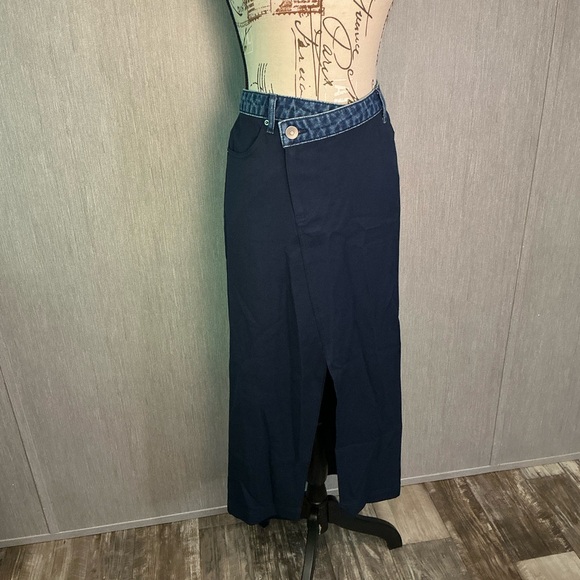 Future Colective of Navy Maxi Skirt with Denim Waistband Size Small - Picture 1 of 11